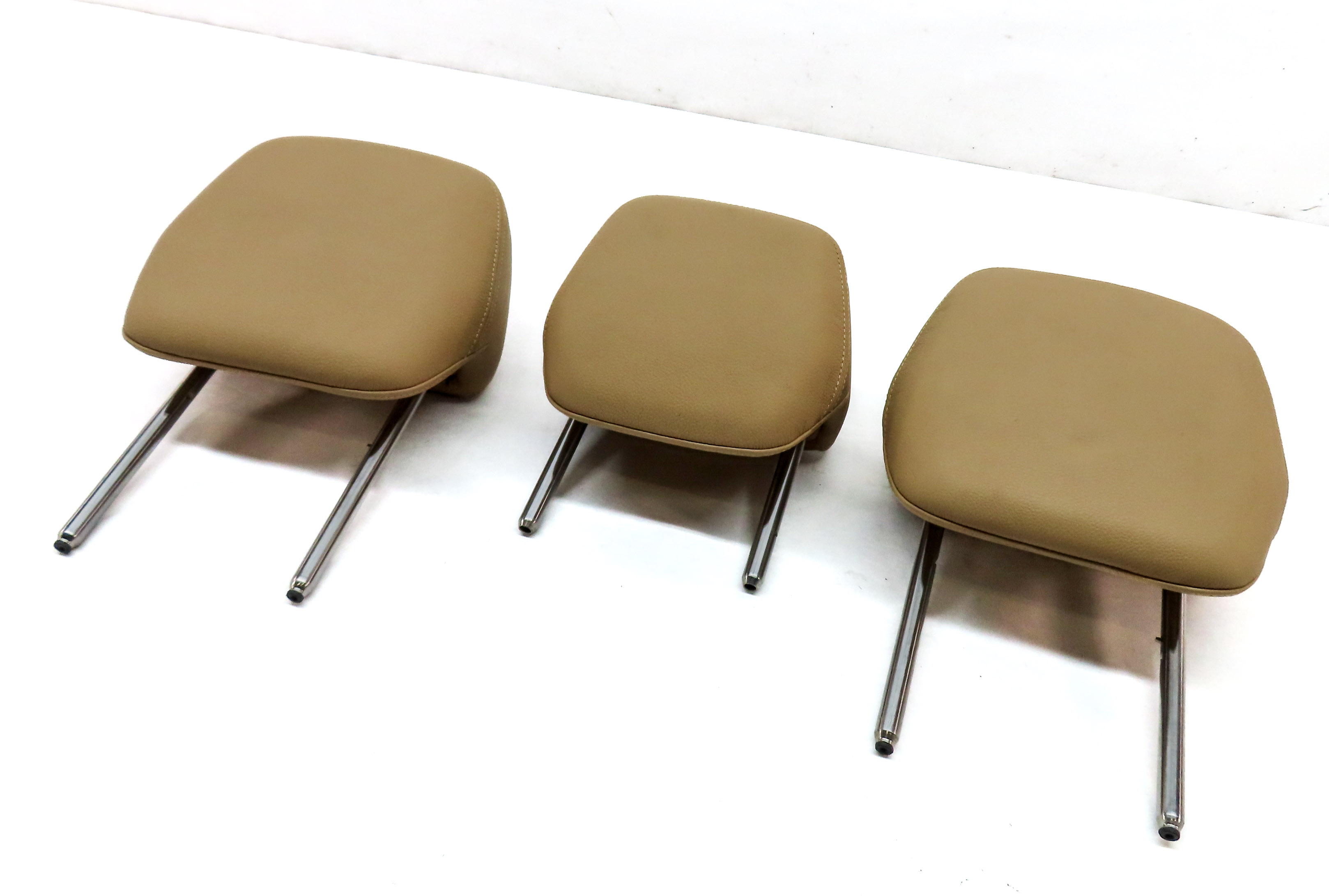 11-18 PORSCHE CAYENNE (958) REAR LEFT RIGHT & CENTER SEAT HEADREST SET/3 (BEIGE) — exact item pictured